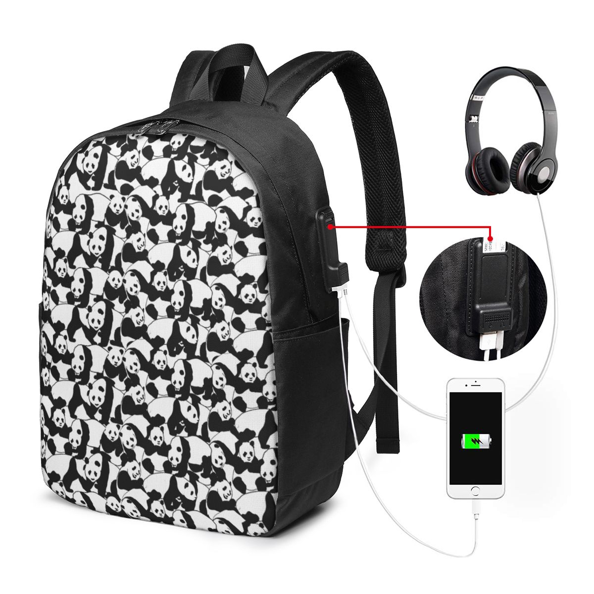 Panda Pattern Backpack Travel  - Laptop Bag review and price